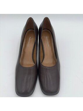 Naturalizer Women’s Size 9N KARINA Brown Leather Shoe Block Heel Slip On Pumps